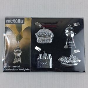 Metalla Backyard BBQ Theme Tablecloth Weights Set Of 4